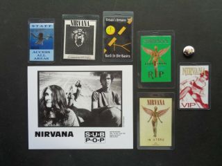 Nirvana,  B/w Promo Photo,  6 Backstage Passes,  Steel Pin,  Various Tours