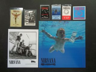 Nirvana,  B/w Promo Photo,  6 Backstage Passes,  12 Inch Poster,  Various Tours