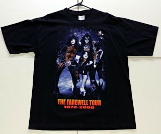 Kiss Band Farewell Tour 2000 W/ 1976 Group Pose Concert T - Shirt Xl Unworn Gene