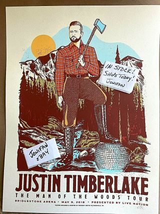 Rare Justin Timberlake Bridgestone Nashville Tn 2018 Orig Screen Print Poster