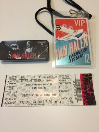 Eddie Van Halen Vip Assortment/ticket Stub/vip Pass/vh Tin