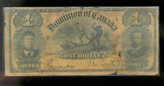 Rare 1898 Dominion Of Canada Lumberjack Dollar Banknote P 24 Decent Lower Grade