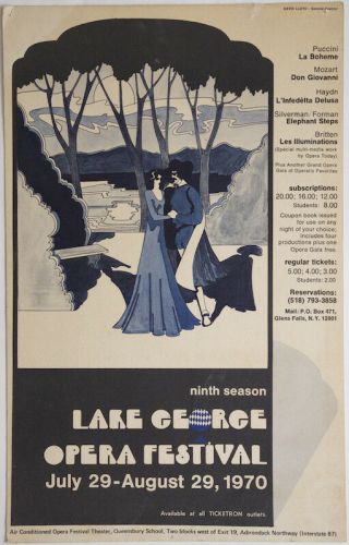 1970 Lake George Opera Festival July 29 - August 29 / Large Hand - Coloured Poster
