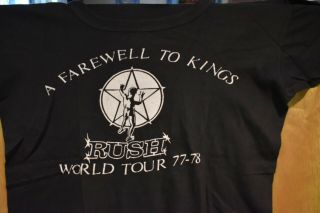 Vintage 1977 - 78 Rush World Tour Concert T - Shirt Sz Med Farewell To Kings Orig