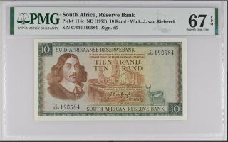 South Africa 10 Rand Nd 1975 P 114 C Gem Unc Pmg 67 Epq