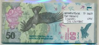 Argentina Bundle 25 Notes 50 Pesos (2018) P 363 Unc