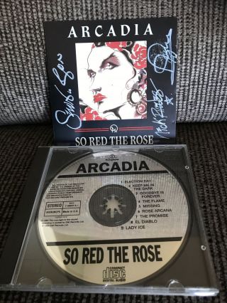 ‘so Red The Rose’ Arcadia Signed Cd Simon Le Bon Nick Rhodes Roger Taylor Duran
