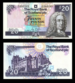 Scotland Royal Bank 20 £ Pounds,  2016,  P - 354,  Unc / Lord Ilay