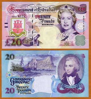 Gibraltar,  20 Pounds,  2006,  Qeii,  P - 33,  Cv=$140,  Unc