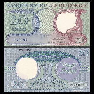 Congo 20 Francs,  1962,  P - 4,  Unc