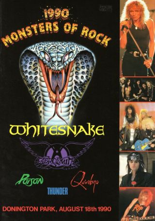 Aerosmith - Whitesnake - Poison 1990 Monsters Of Rock Tour Concert Program - Nm To Mnt