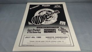 1986 Vtg The Monkees Tour Concert Poster Sarasota Fl 20th Anniversary
