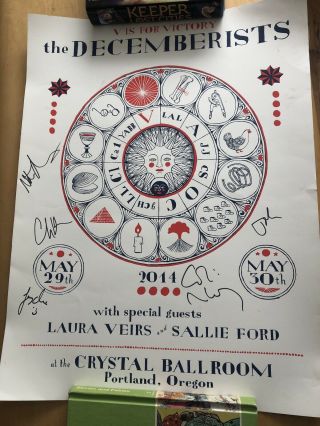 The Decemberists Signed Silk Screen Poster (18x24) 2014 Colin Meloy Full Band