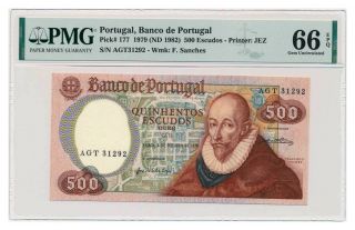 Portugal Banknote 500 Escudos 1979 Pmg Ms 66 Epq Gem Uncirculated