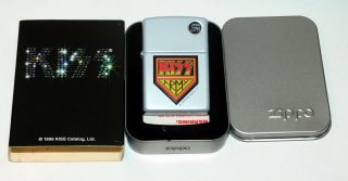 Kiss Band Army Silver Zippo Lighter W/ Case Slipcover 1998 Gene Simmons