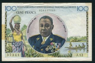 French Equatorial Africa 100 Francs 1957 Felix Eboue P32 Avf