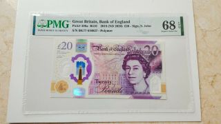 Great Britain P 396a B416 20 Pounds Banknote Sign.  S.  John Pmg 68 Surperb Gem Unc