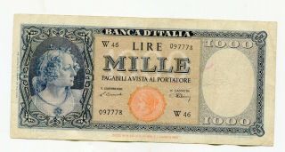 Italy 1000 Lire 1947 Issue Pick 82 Lotsep8006
