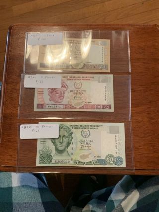 Cyprus 10 5 1 Pounds 2005 04 03 P 62 61 60 Price For All 3 Notes Unc