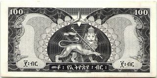 Ethiopia 100 Dollars 1966 aUNC Banknote - k172 2