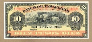 Mexico: 10 Pesos Banknote,  (unc),  P - S430r,  15.  02.  1914,