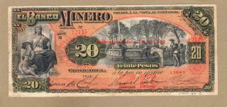 Mexico: 20 Pesos Banknote,  (f/vf),  P - S165bb,  18.  01.  1911,