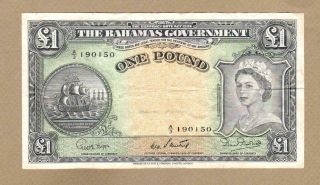 Bahamas: 1 Pound Banknote,  (f),  P - 15c,  1953,