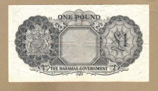BAHAMAS: 1 Pound Banknote,  (F),  P - 15c,  1953, 2