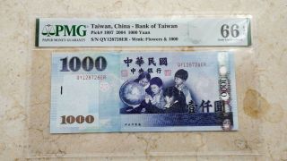 Taiwan,  China Pick 1997 1000 Yuan Pmg 66 Gem Unc Banknote