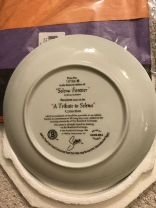 Selena Quintanilla Commerative Plate With Certificate 3