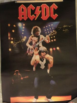 Ac/dc Signed Poster Flick Of The Switch 1983 Angus Young Brian Johnson