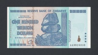 Zimbabwe 100 Trillion Dollars 2008 Unc (pick 91) Aa3520838