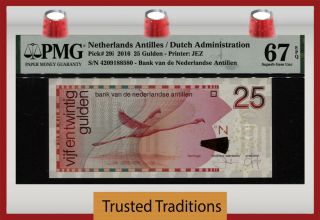 Tt Pk 29i 2016 Netherlands Antilles 25 Gulden Jetliner Pmg 67 Epq Gem Unc