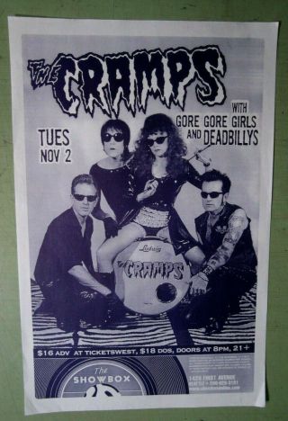 Cramps 1999 Concert Poster W/ Gore Gore Girls And Deadbillys