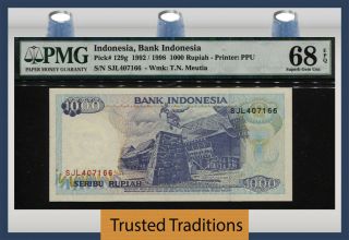 Tt Pk 129g 1992 - 98 Indonesia Bank Indonesia 1000 Rupiah Pmg 68 Epq Tied As Best