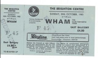 Wham - George Michael - Ticket Stub - Brighton 83 - Club Fantastic Tour,  Dvd