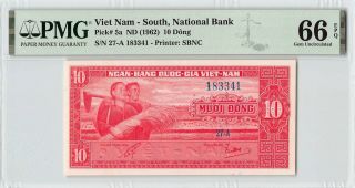 South Vietnam Nd (1962) P - 5a Pmg Gem Unc 66 Epq 10 Dong