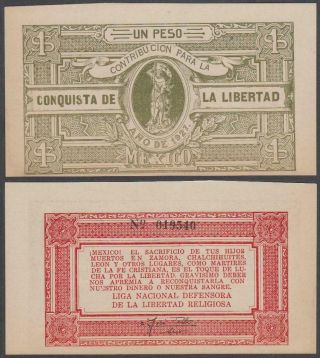Mexico Contribucion Para La Conquista De La Libertad,  Un Peso,  1927,  Unc,  M4363