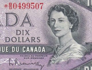 1954 Bank Of Canada Qeii $10 Star Note ( (ef, ))
