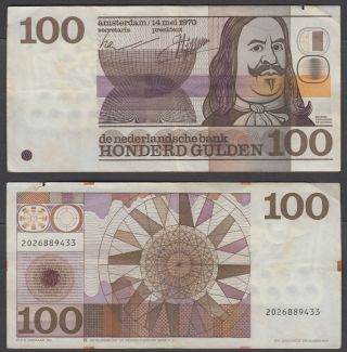 Netherlands 100 Gulden 1970 (f - Vf) Banknote P - 93