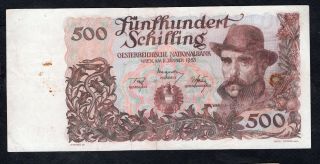 500 Schillings From Austria 1953 Fine