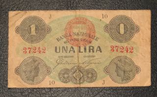 Italy 1 Lira 1872 Banca Nazionale Nel Regno D’italia.  Fine.