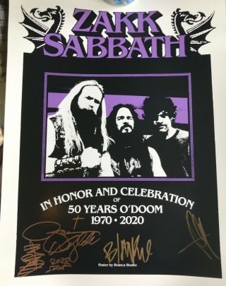 Official Zakk Wylde Zakk Sabbath Vip Tour Poster - Hand Signed Rare
