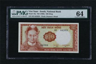 1966 Viet Nam - South National Bank 100 Dong Pick 19a Pmg 64 Choice Unc