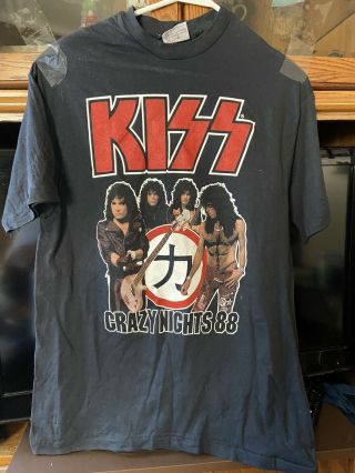Vintage Orig Kiss Crazy Nights Tour 1988 Band T - Shirt Xl Gene Paul Eric Bruce