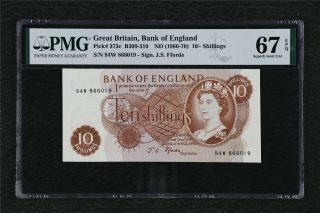 1966 - 70 Great Britain Bank Of England 10 Shillings Pick 373c Pmg 67 Epq Gem Unc
