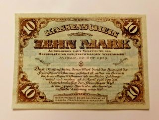 Mitau Latvia Jelgava Notgeld 10 Mark 1919 Emergency Money Banknote (12441)
