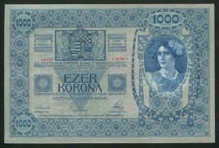 U867 Austria Hungary 1000 Kronen 1902 P 8.  A Banknote Without Overprint Unc