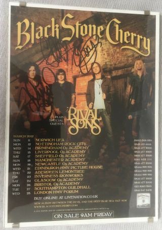 Authentic Signed Black Stone Cherry Official 2012 Uk Tour Poster A4 Frame