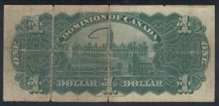1911 DOMINION OF CANADA 1 DOLLAR BANK NOTE 2